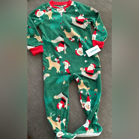 Carter‘s Toddler Footies PJ Christmas Santa Reindeer - Picture 1 of 6